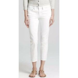Tory Burch NWT Sadie Jeans Cropped Straight Leg Solid White Pants 25